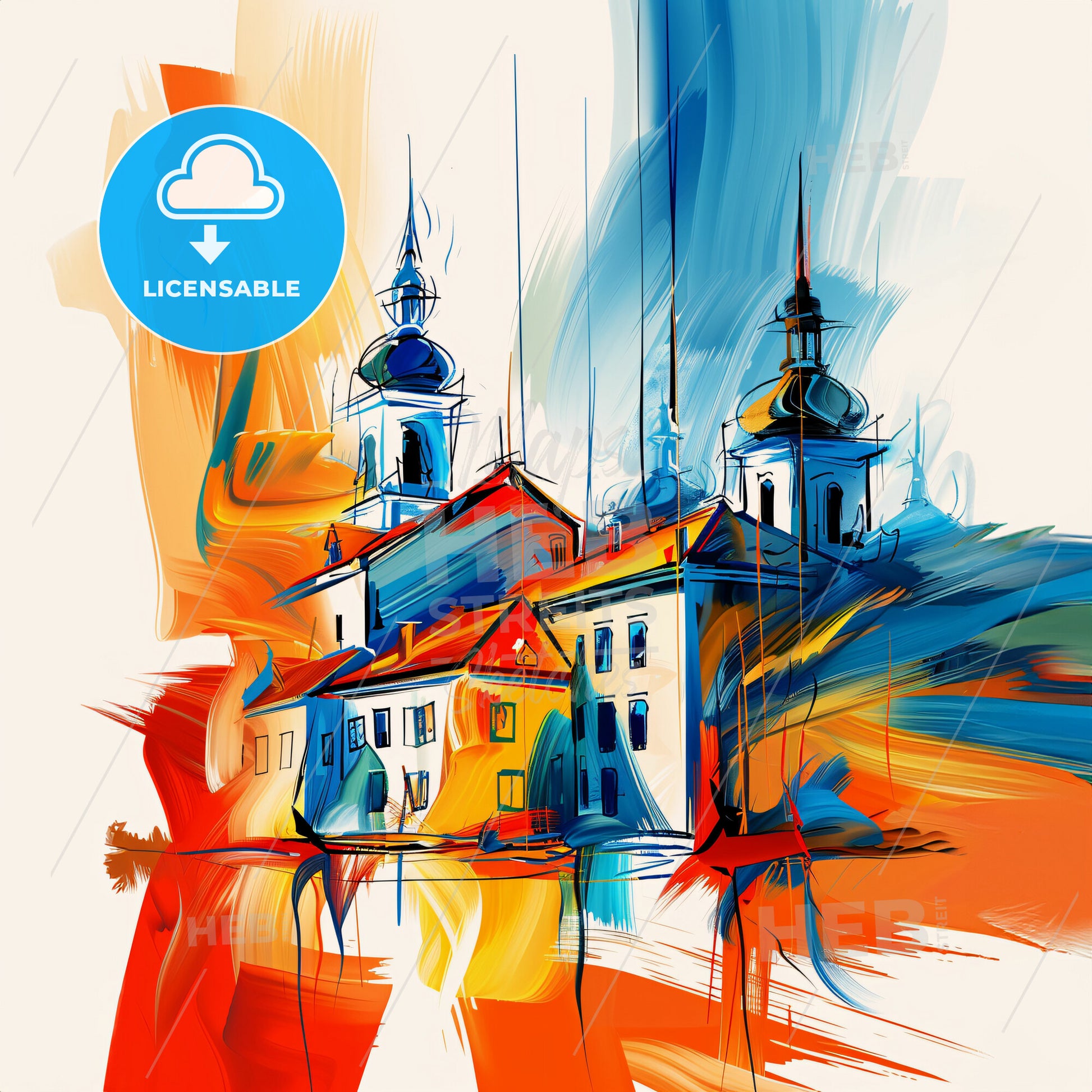 Vibrant Tuzla, Bosnia And Herzegovina - A Painting Of A Building