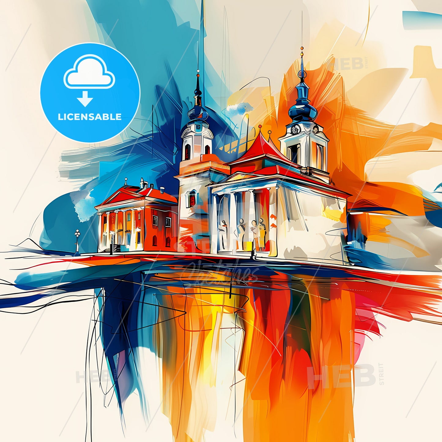 Vibrant Tuzla, Bosnia And Herzegovina - A Painting Of A Building