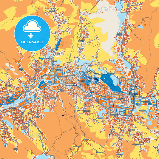Colorful Tuzla Street Map with Labels and Buildings