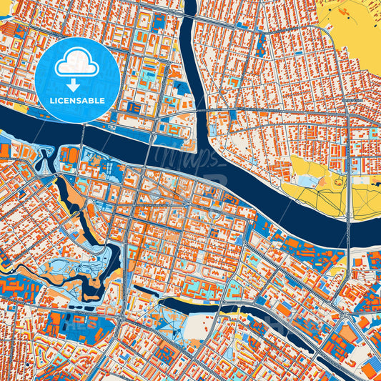 Colorful Tver Street Map with Labels and Buildings