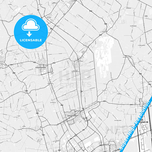 Twenterand, Netherlands light map with streetnames, citynames and districts