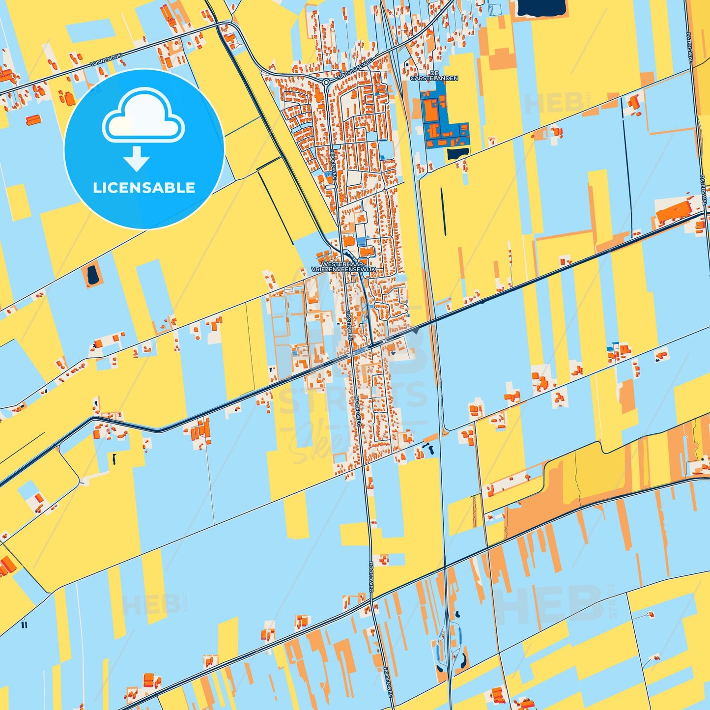 Colorful Twenterand Street Map with Labels and Buildings