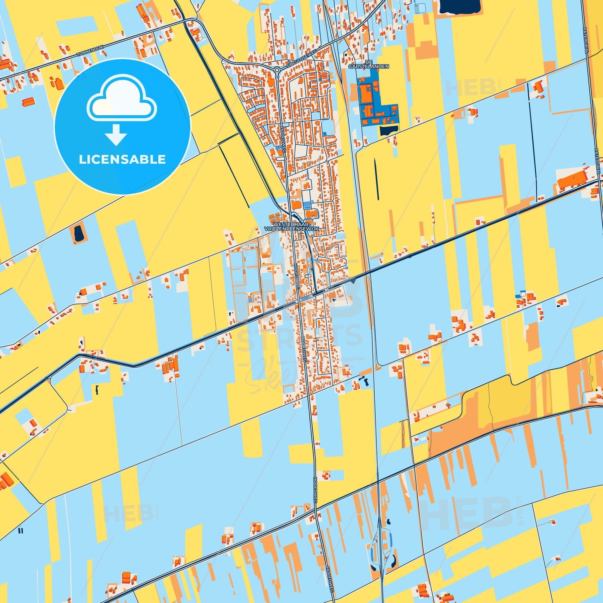 Colorful Twenterand Street Map with Labels and Buildings