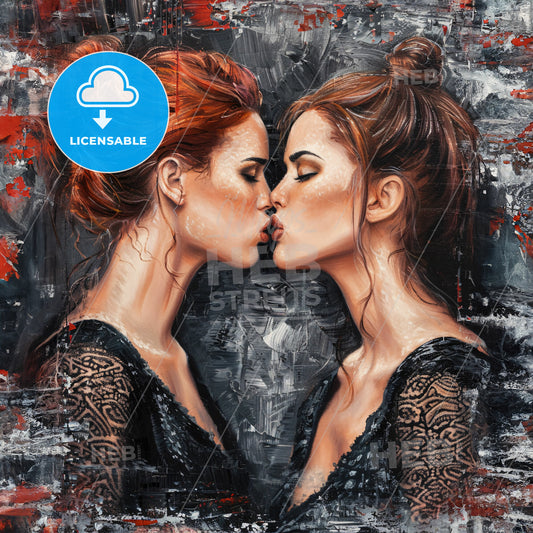 A Painting Of Two Women Kissing