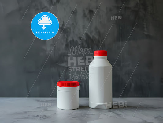 Vibrant Contemporary Painting of Two Empty Plastic Bottles with Red Caps on a Table