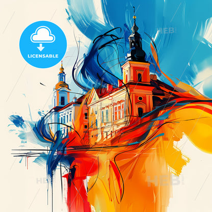 Vibrant Tychy, Poland - A Painting Of A Building