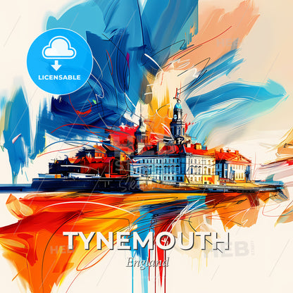 Vibrant Tynemouth, England - A Painting Of A Building - Square format print template