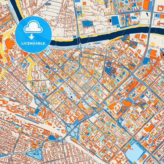 Colorful Tyumen Street Map with Labels and Buildings
