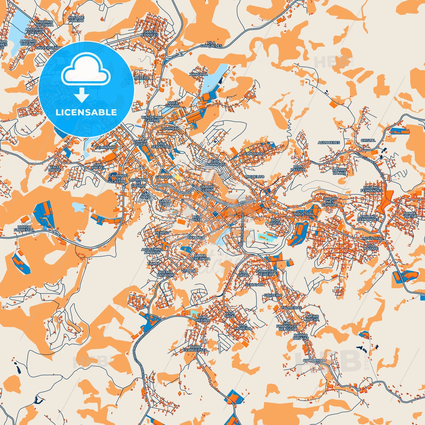 Colorful Uba Street Map with Labels and Buildings