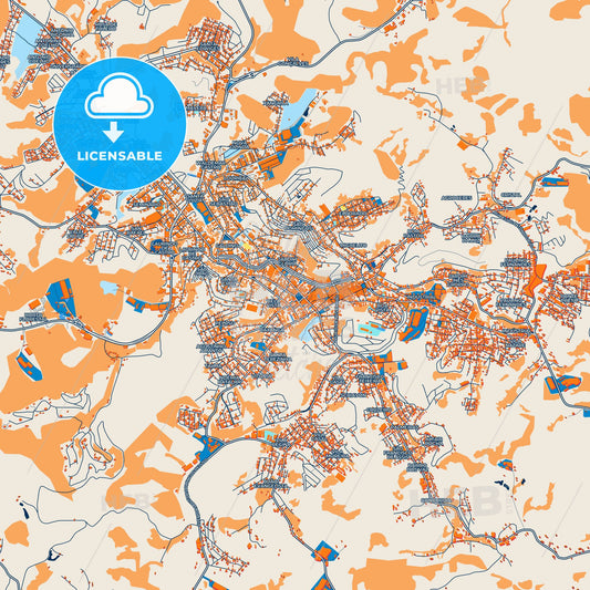 Colorful Uba Street Map with Labels and Buildings