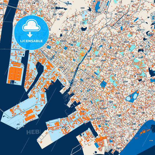 Colorful Ube Street Map with Labels and Buildings