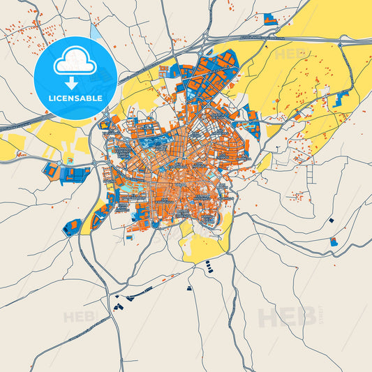 Colorful Úbeda Street Map with Labels and Buildings