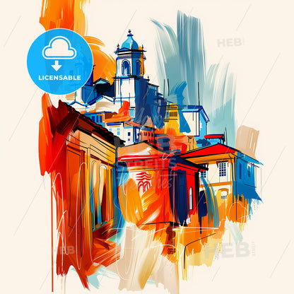 Vibrant Uberaba, Brazil - A Painting Of Buildings And Towers