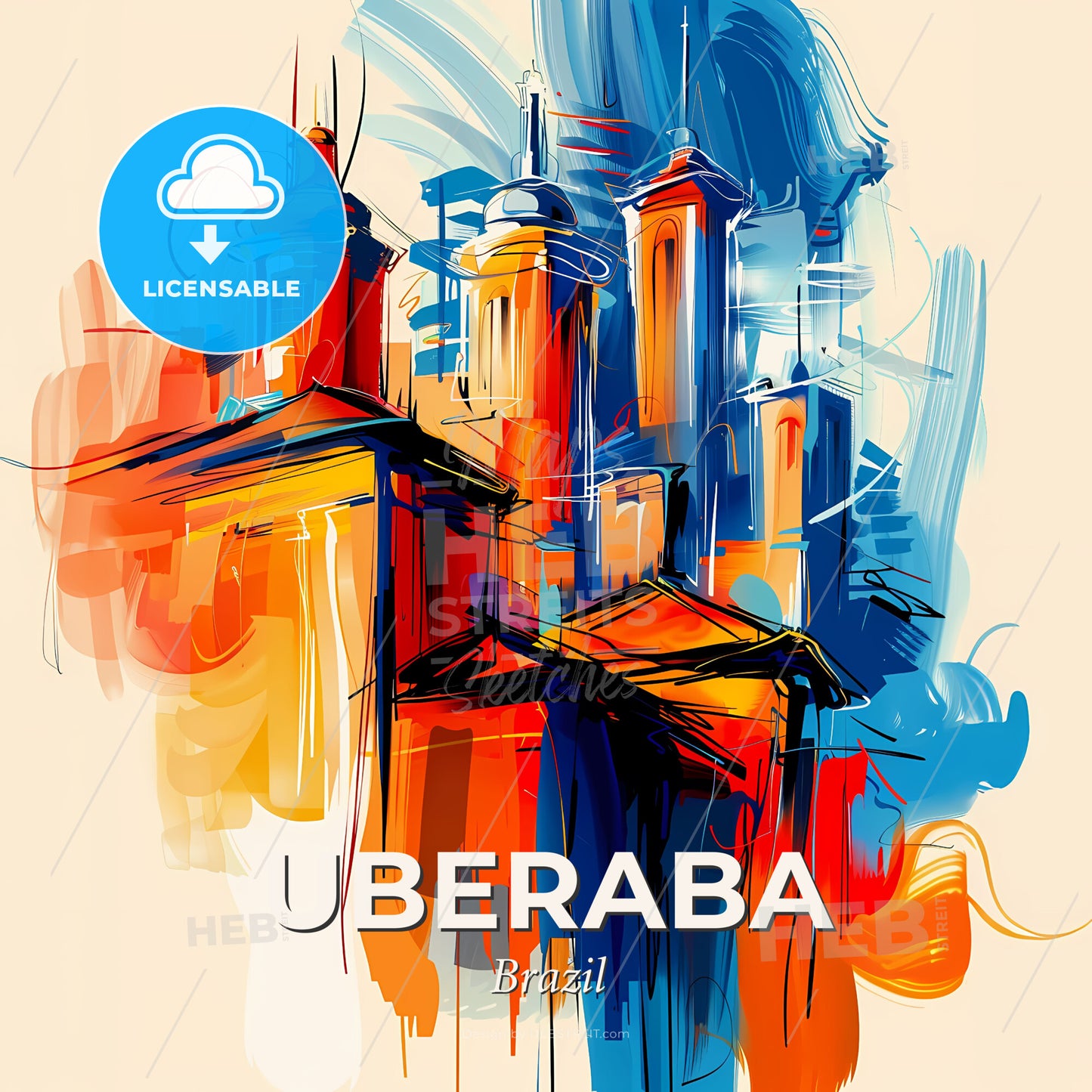 Vibrant Uberaba, Brazil - A Painting Of A Building - Square format print template