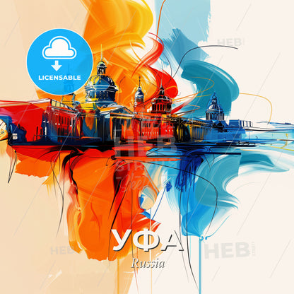 Vibrant Уфа, Russia - A Painting Of A Building With Colorful Paint - Square format print template