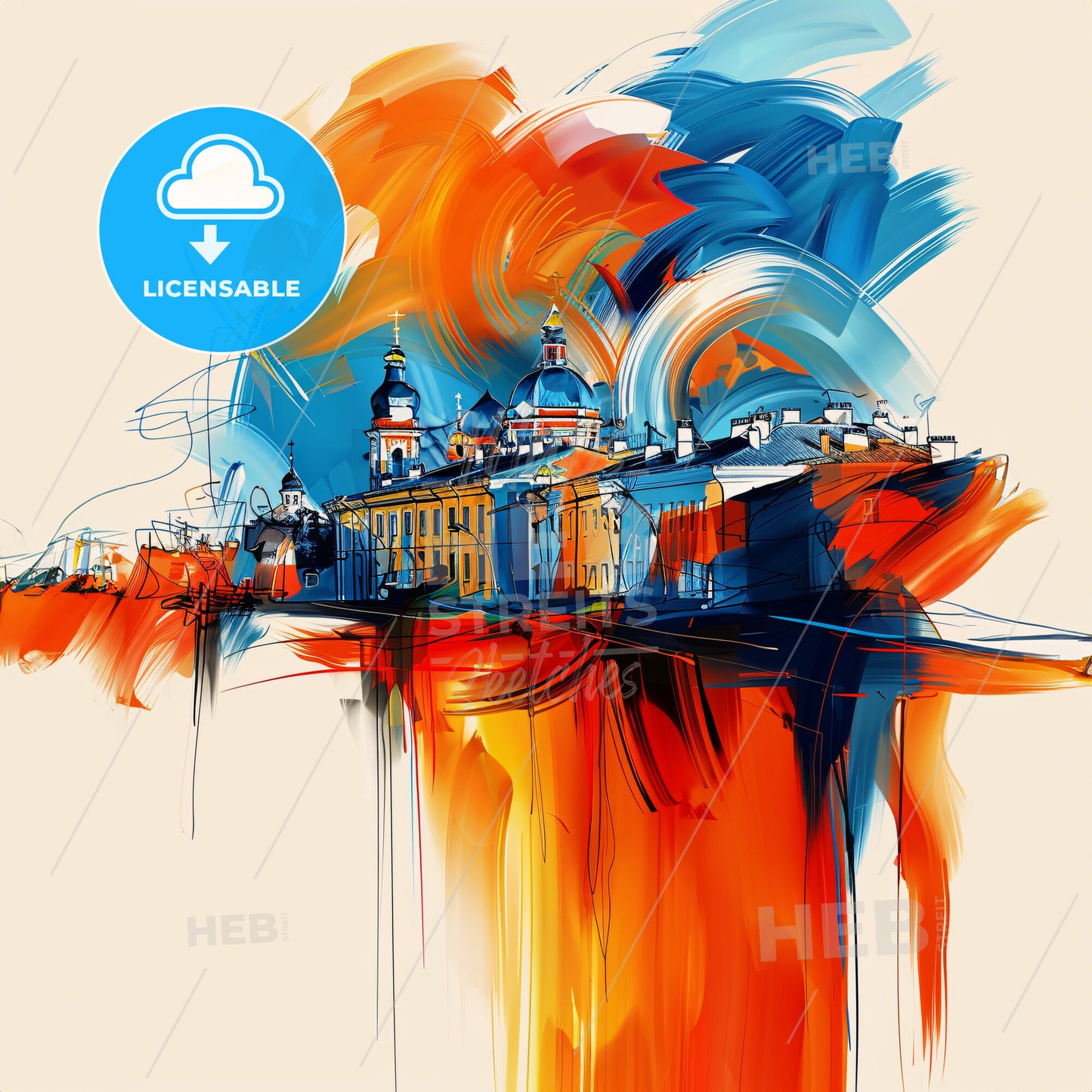 Vibrant Уфа, Russia - A Colorful Painting Of A Building