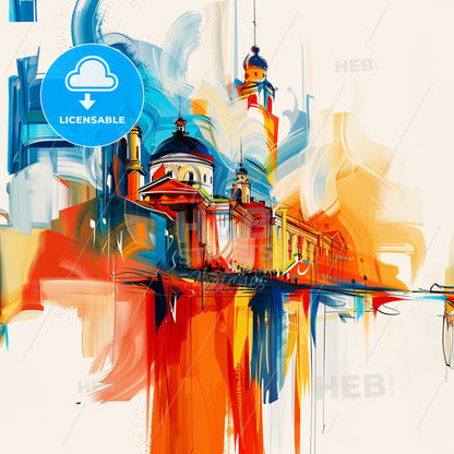 Vibrant Уфа, Russia - A Painting Of A Building With Colorful Paint