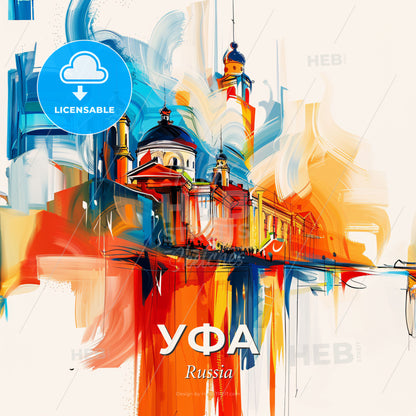 Vibrant Уфа, Russia - A Painting Of A Building With Colorful Paint - Square format print template