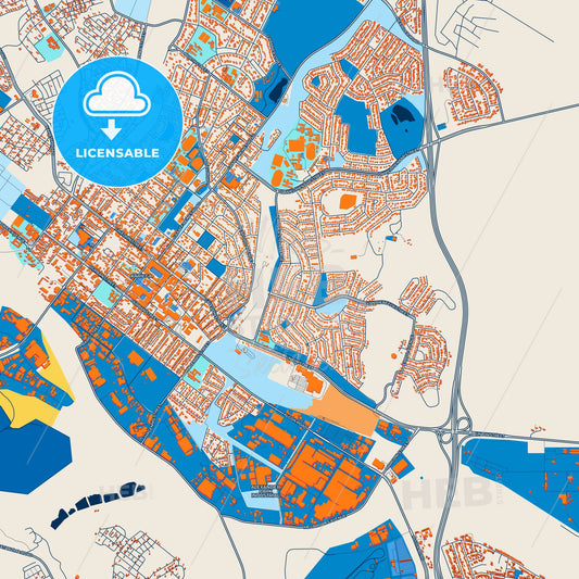 Colorful Uitenhage Street Map with Labels and Buildings