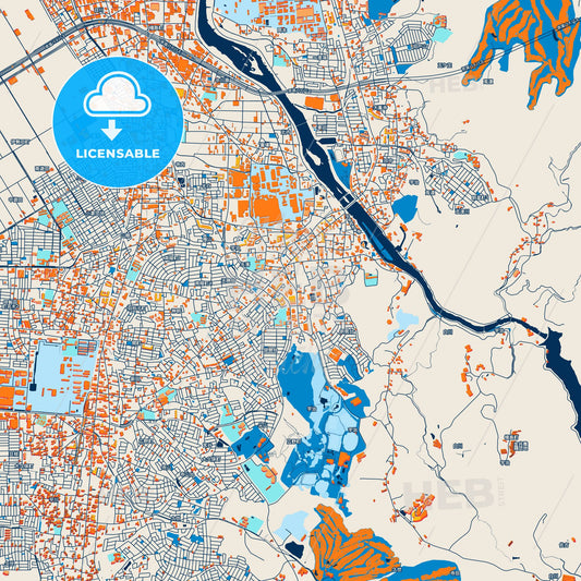 Colorful Uji Street Map with Labels and Buildings