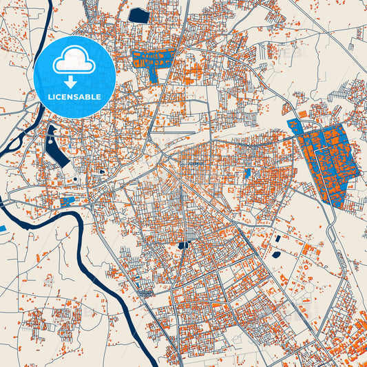 Colorful Ujjain Street Map with Labels and Buildings