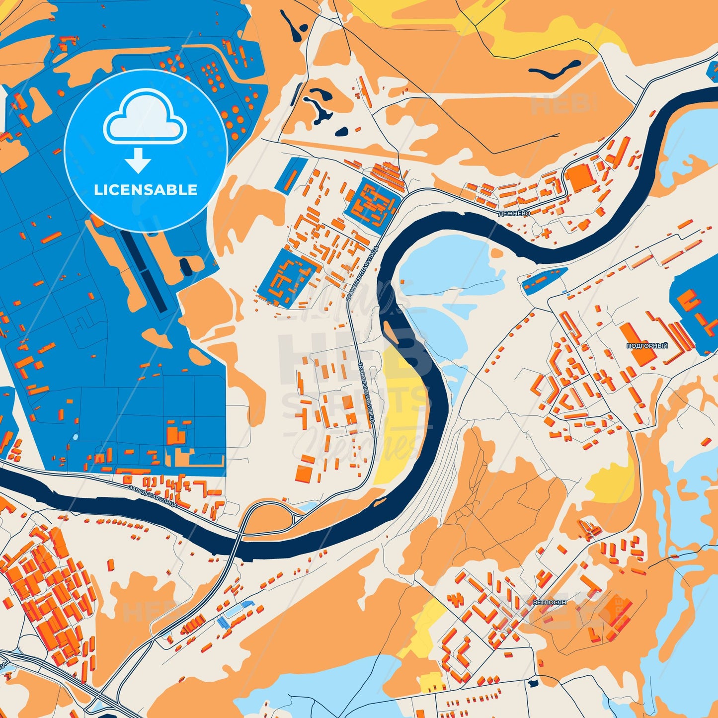 Colorful Ukhta Street Map with Labels and Buildings