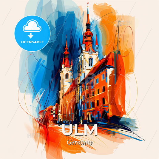 Vibrant Ulm, Germany - A Painting Of A Building - Square format print template