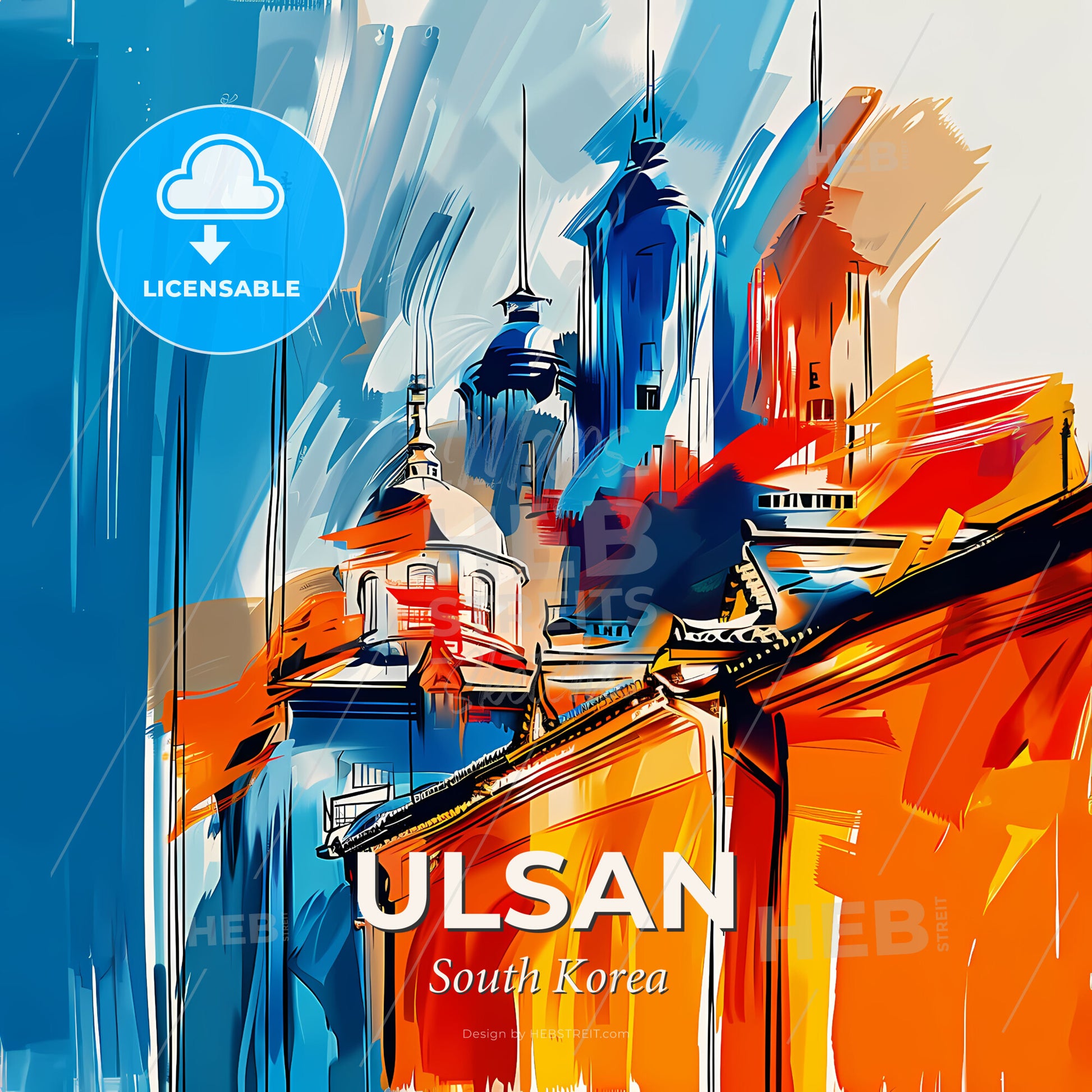 Vibrant Ulsan, South Korea - A Painting Of A Building - Square format print template