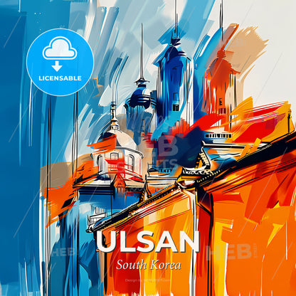 Vibrant Ulsan, South Korea - A Painting Of A Building - Square format print template