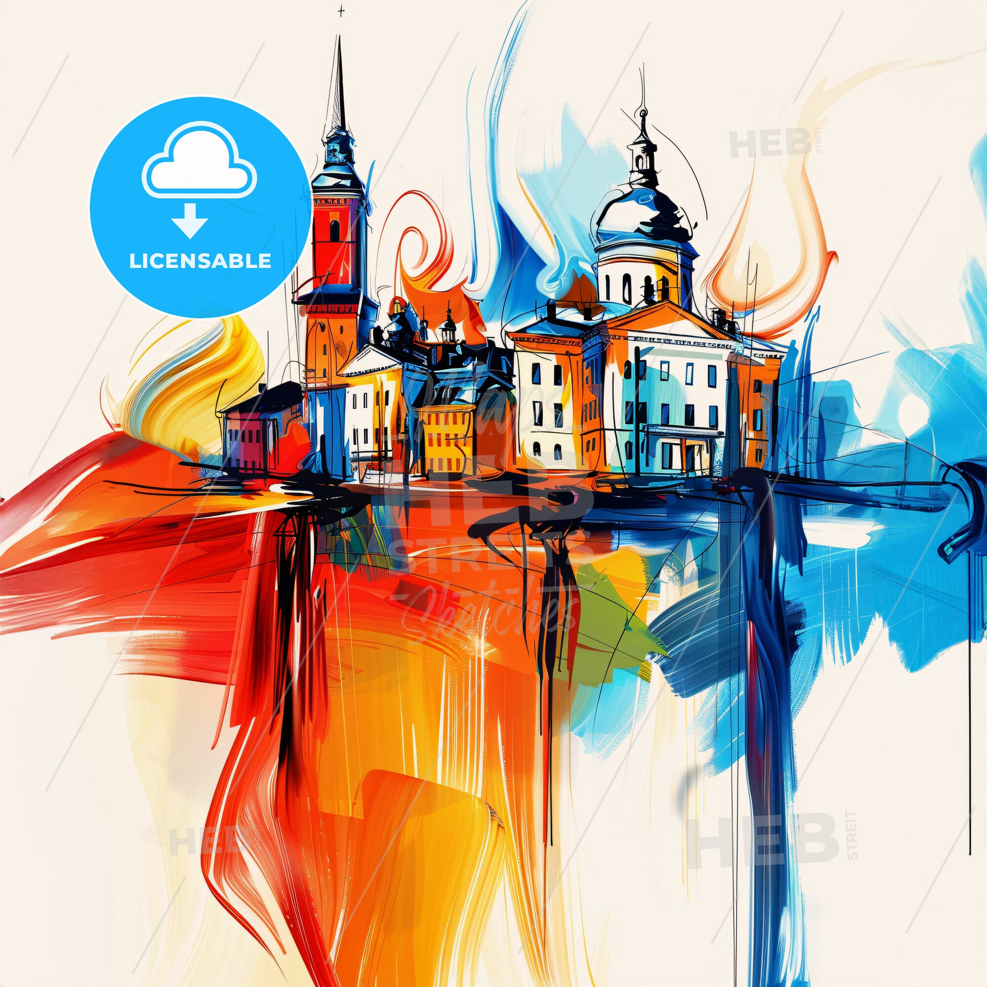 Vibrant Umeå, Sweden - A Painting Of A Building