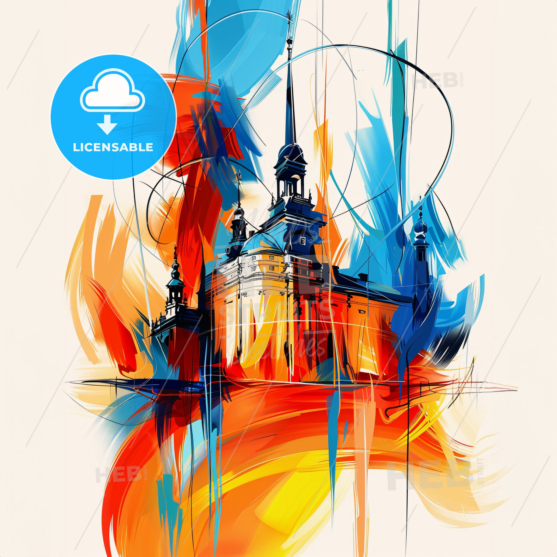 Vibrant Umeå, Sweden - A Painting Of A Building With Colorful Paint