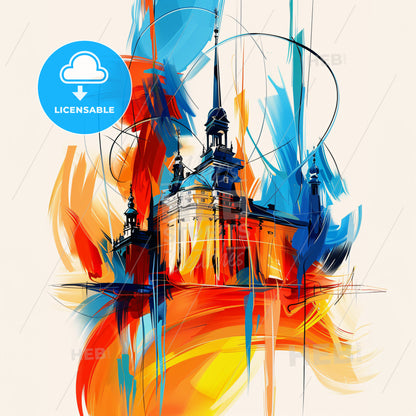 Vibrant Umeå, Sweden - A Painting Of A Building With Colorful Paint