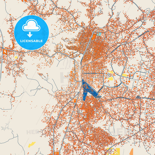 Colorful Umuahia Street Map with Labels and Buildings