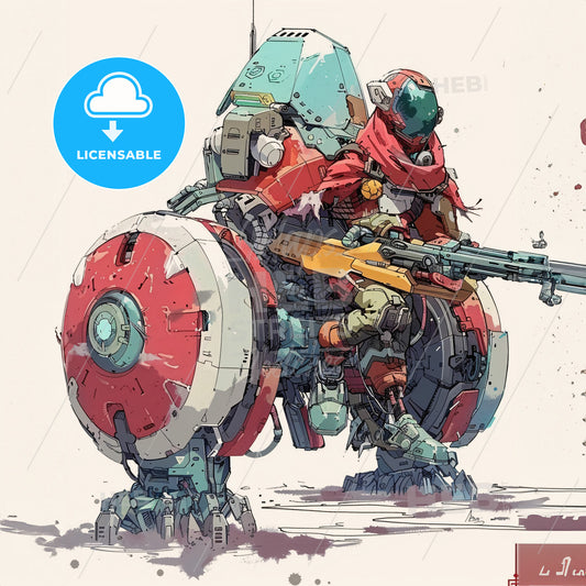 A Cartoon Of A Robot Holding A Gun