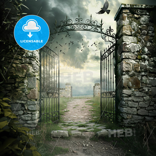 A Gate To A Stone Path