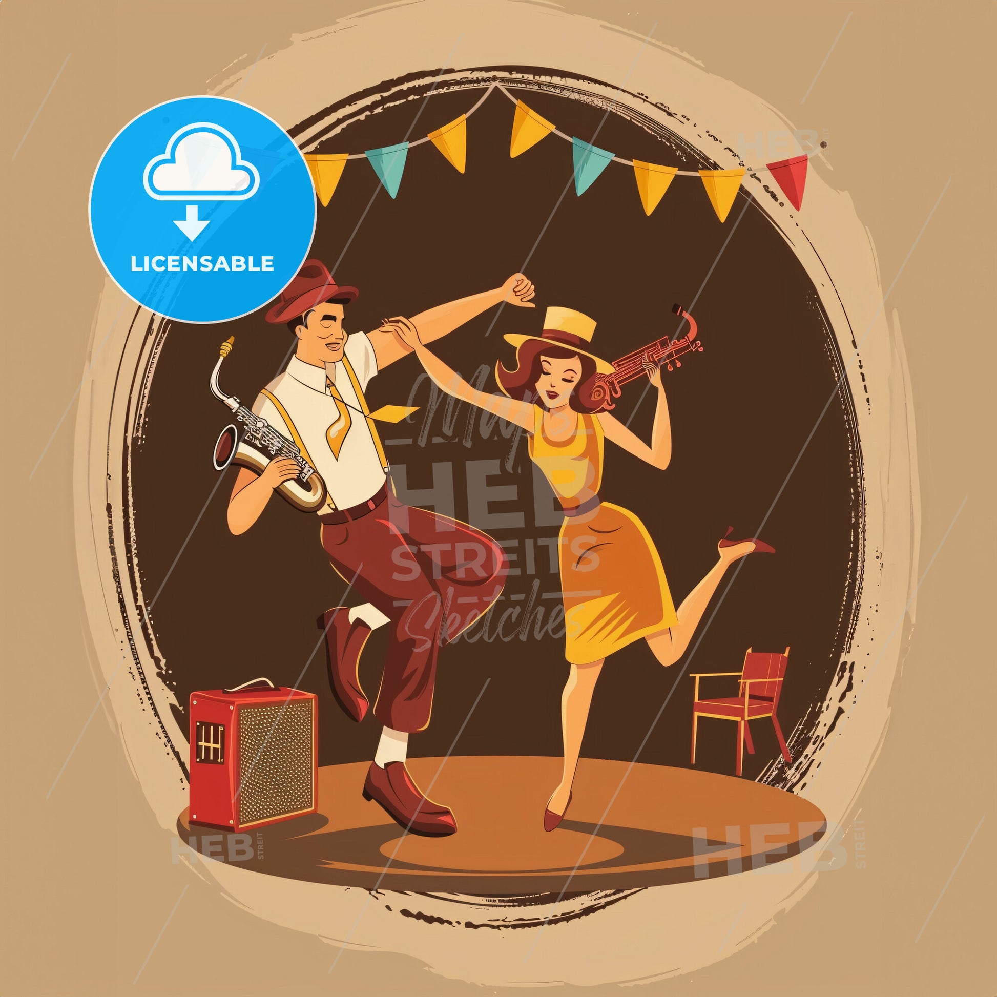 A Man And Woman Dancing On A Stage