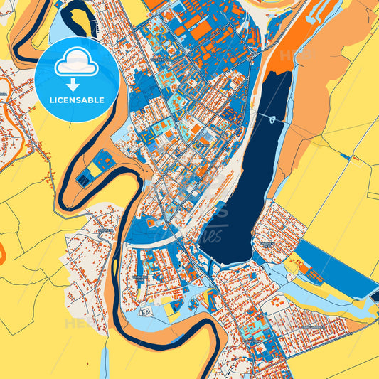 Colorful Ungheni Street Map with Labels and Buildings
