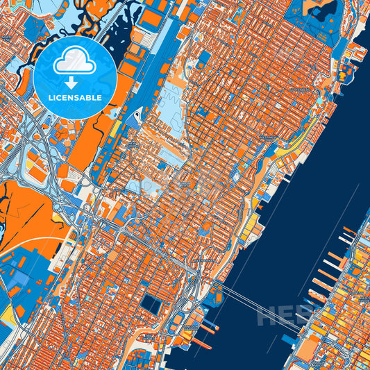 Colorful Union City Street Map with Labels and Buildings