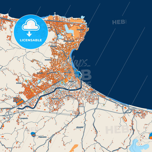 Colorful Ünye Street Map with Labels and Buildings