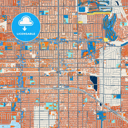 Colorful Upland Street Map with Labels and Buildings