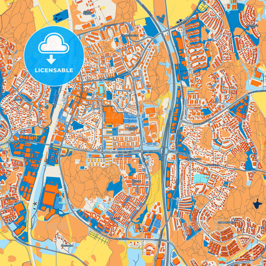 Colorful Upplands Väsby Street Map with Labels and Buildings
