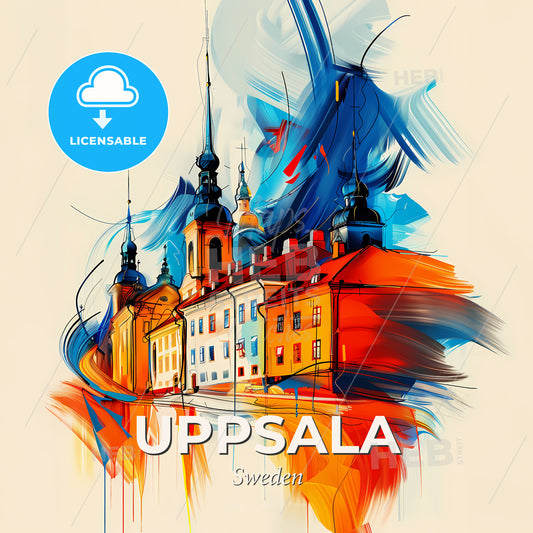 Vibrant Uppsala, Sweden - A Colorful Painting Of Buildings - Square format print template