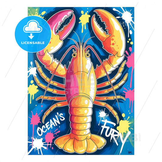 Urban Lobster: A Bold Graffiti Fusion of Color and Texture