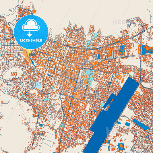 Colorful Uruapan Street Map with Labels and Buildings