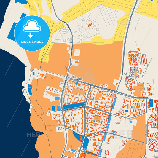 Colorful Ust-Ilimsk Street Map with Labels and Buildings