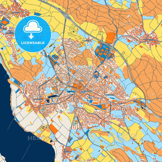 Colorful Uster Street Map with Labels and Buildings