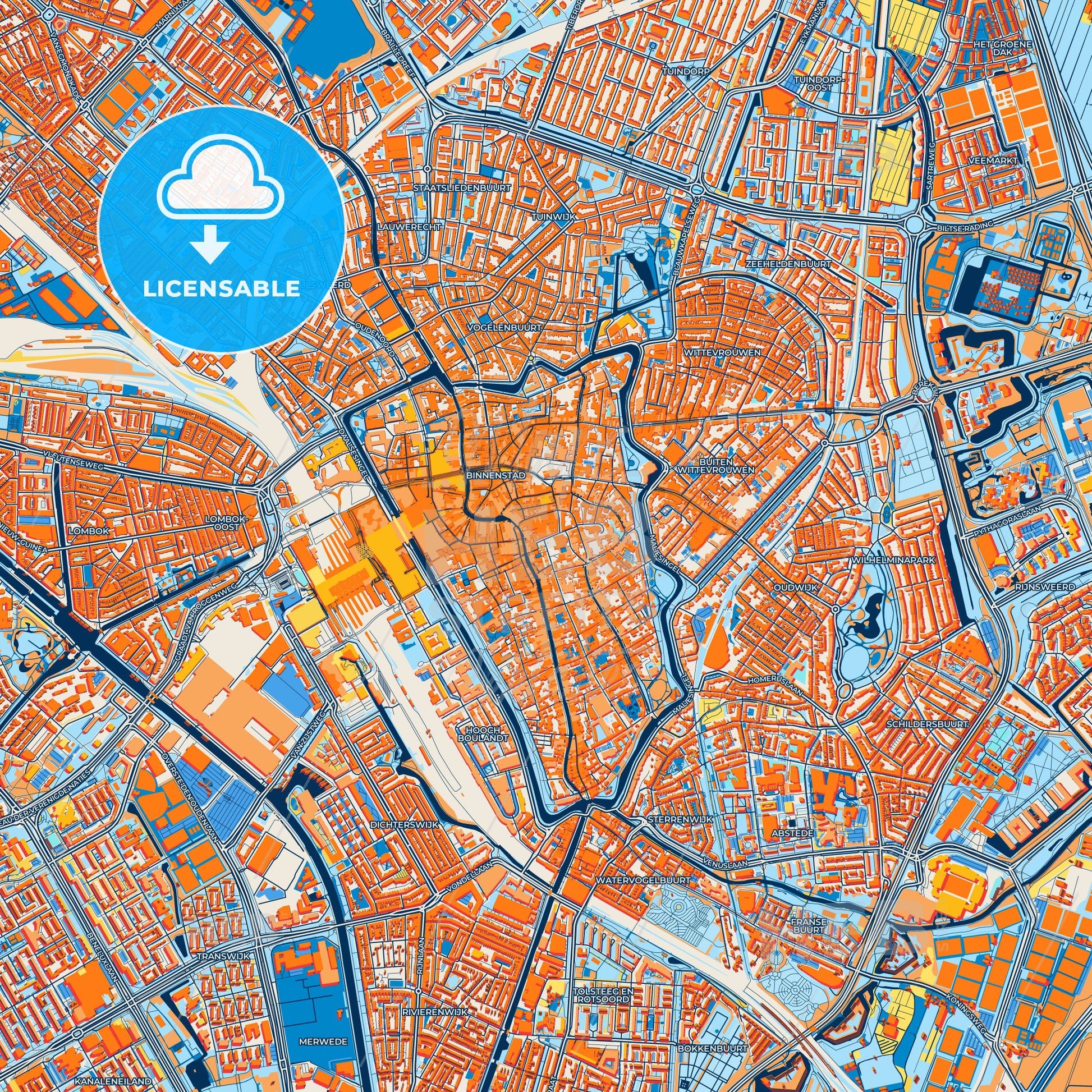 Colorful Utrecht Street Map with Labels and Buildings