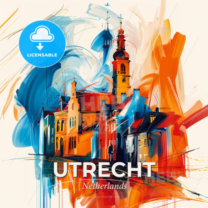 Vibrant Utrecht, Netherlands - A Painting Of A Building - Square format print template