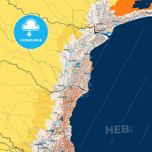Colorful Uvira Street Map with Labels and Buildings