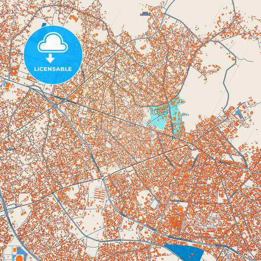 Colorful Uyo Street Map with Labels and Buildings